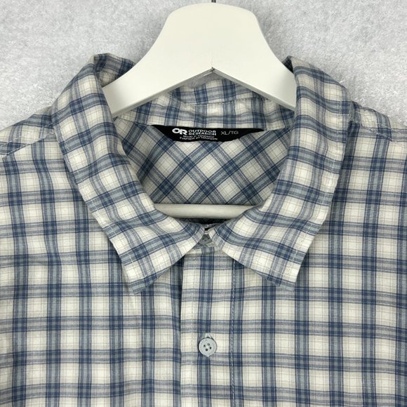 Outdoor Research Shirt Mens XL Blue Check Camp Trail Hike Button Up Seapine - Picture 3 of 13